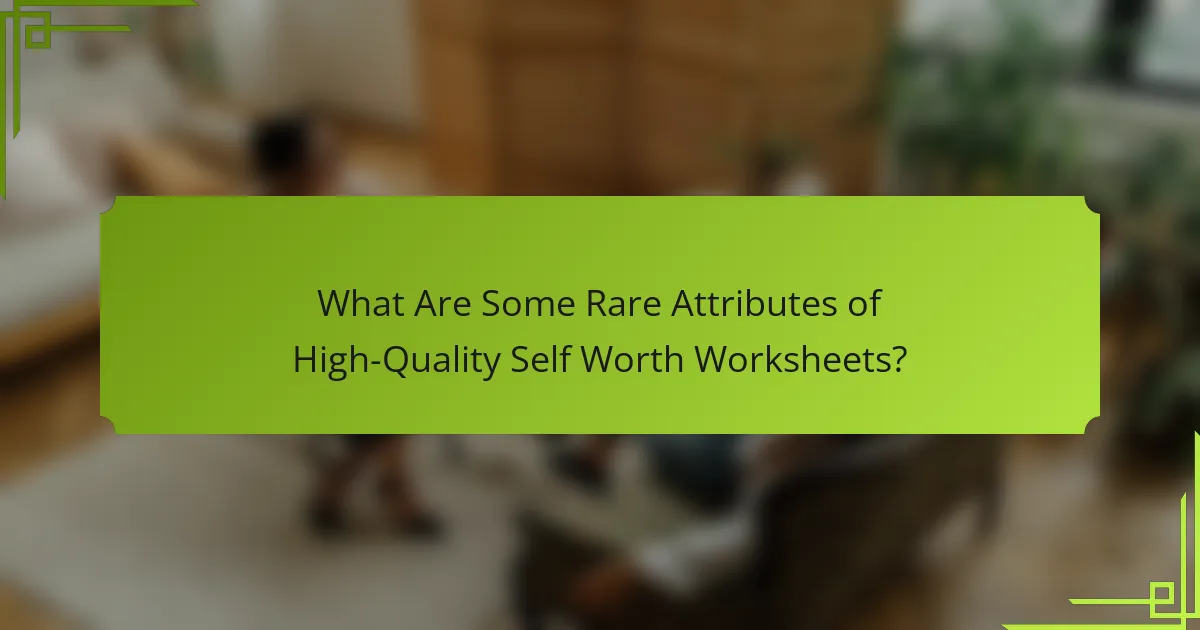 What Are Some Rare Attributes of High-Quality Self Worth Worksheets?