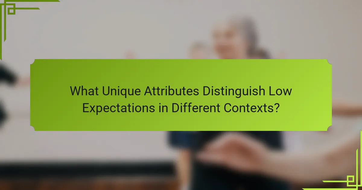 What Unique Attributes Distinguish Low Expectations in Different Contexts?